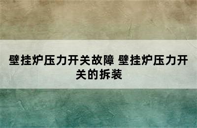 壁挂炉压力开关故障 壁挂炉压力开关的拆装